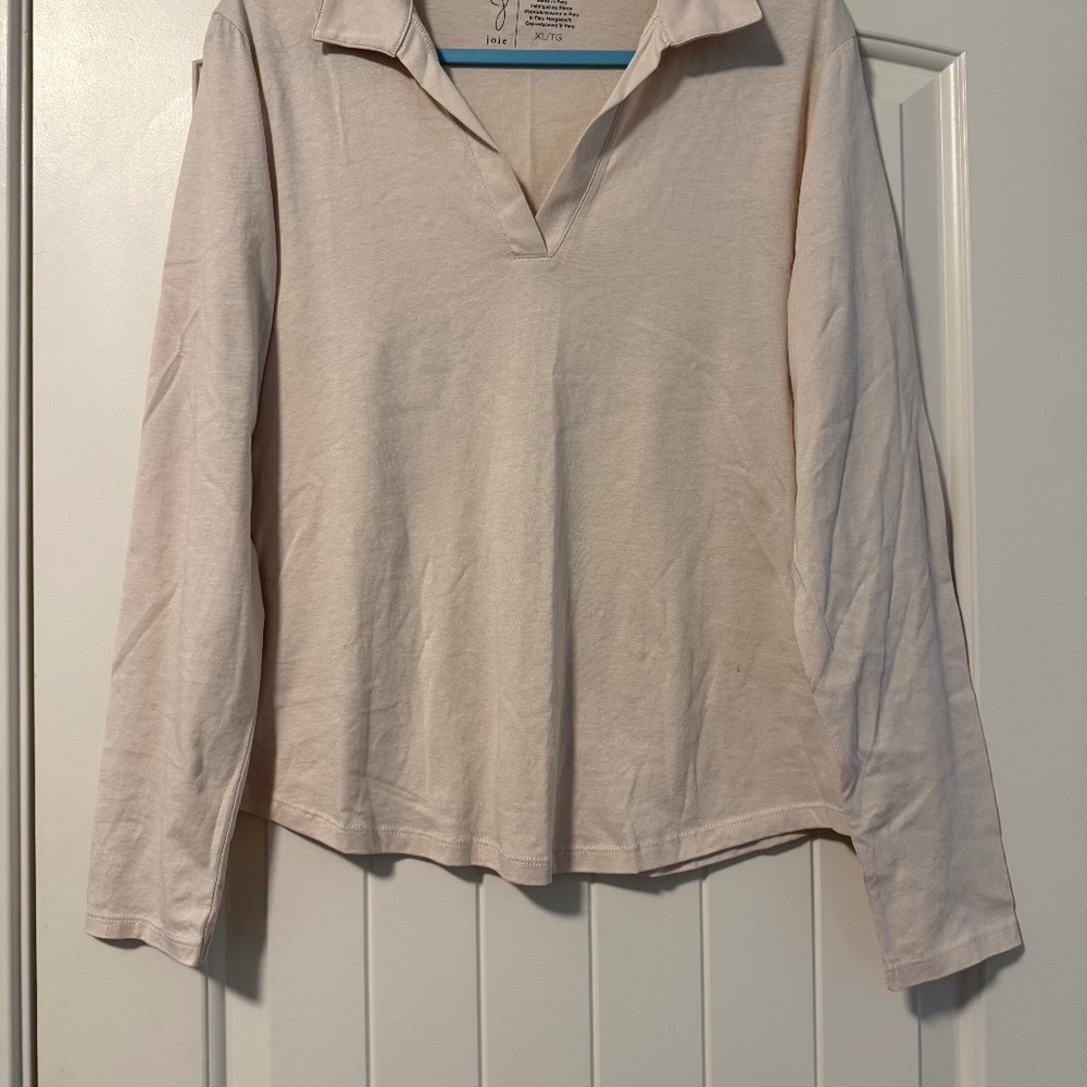 Joie Women’s Long Sleeve Cotton Blend Beige Top Size XL